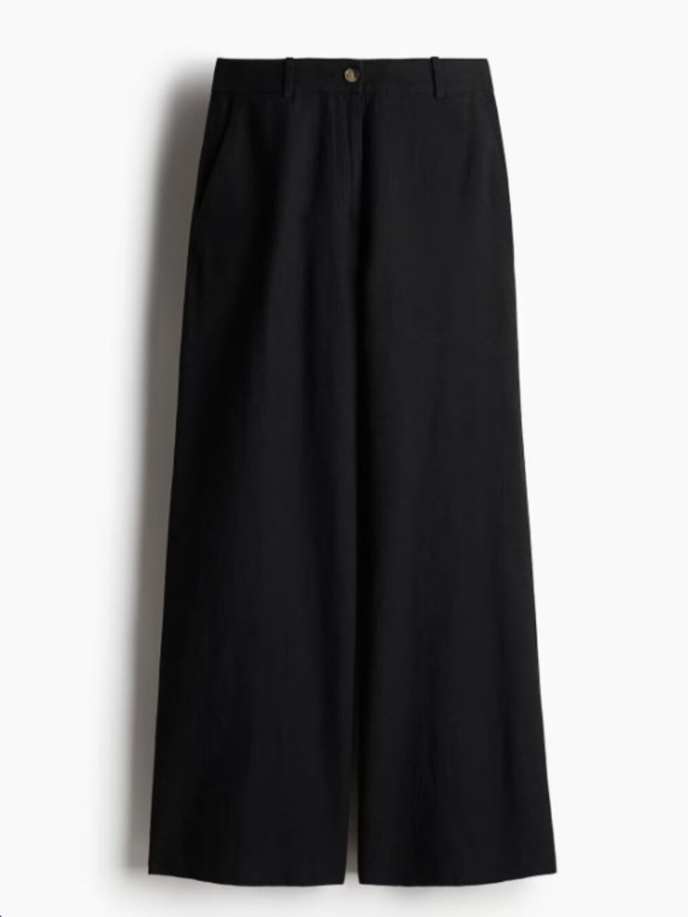 H & M SIZE 8 black high waisted wide leg linen blend pants Flowy Trousers Summer